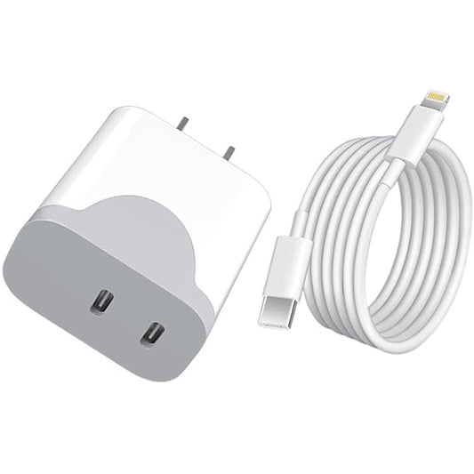 1pack Type-C 20w with Fast Charging Cable Charger Block Fast Charging Dual Port Cube Plug Power Adapter Brick 2-Port Multiport Type for I Phone 15/14/13/12/11/Pro Max/Xs/Xr/8/7