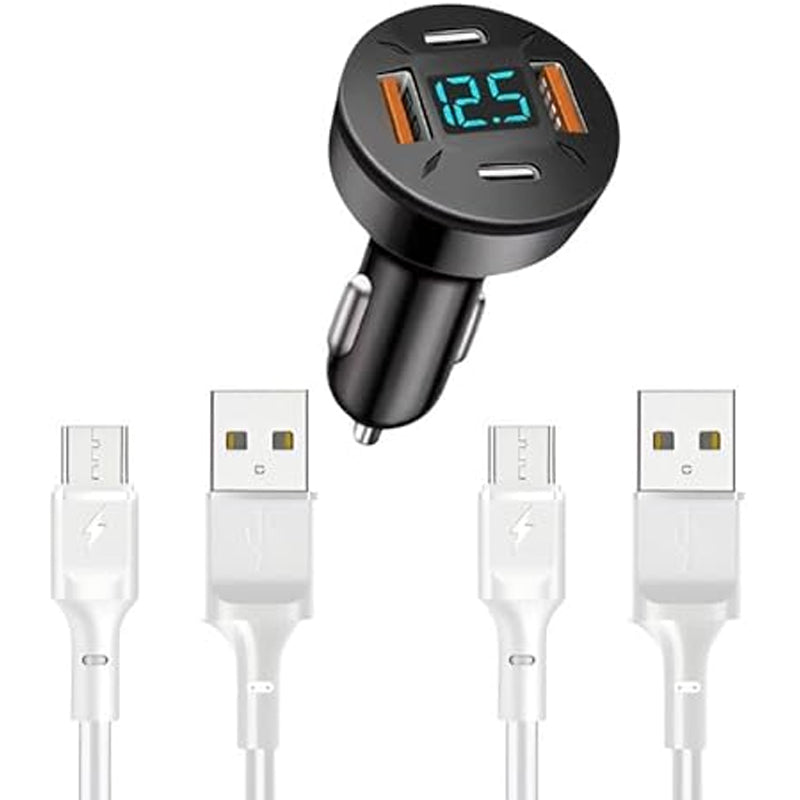 1pack Car Charger 4 Port USB Fast Charging Dual USB B & Tape-C Car Phone Charger Power Adapter for iPhone 15/16/16 Plus/16 Pro/16 Pro Max,iPad Pro/Air/Mini(2Type-C)