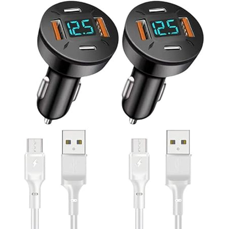 2pack 5V3.1A USB C Car Charger 4 Port USB Charger Fast Charging Dual USB B & Tape-C Car Phone Charger Power Adapter for iPhone 15/16/16 Plus/16 Pro/16 Pro Max,iPad Pro/Air/Mini(2Type-C)