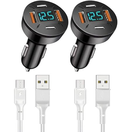 2pack 5V3.1A USB C Car Charger 4 Port USB Charger Fast Charging Dual USB B & Tape-C Car Phone Charger Power Adapter for iPhone 15/16/16 Plus/16 Pro/16 Pro Max,iPad Pro/Air/Mini(2Type-C)