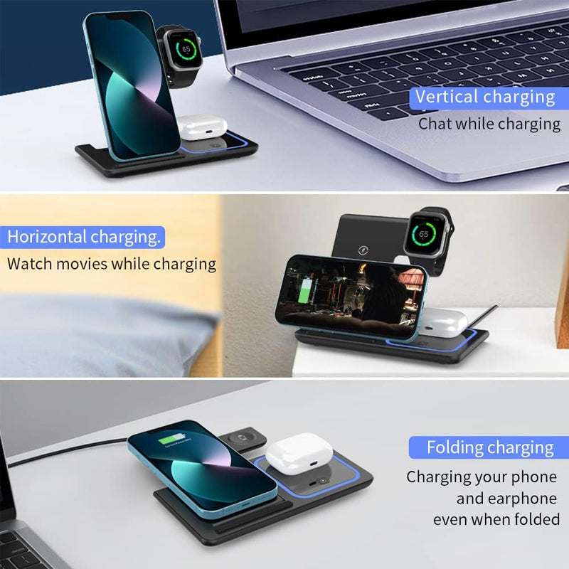 Wireless Charger, 3 in 1 Charging Station for Multiple Devices, Widely Applicable Equipment Wireless Charging Stand for iPhone 8-16 Series,iWatch 2-10 Series/Ultra/SE,AirPods4/3/2/Pro