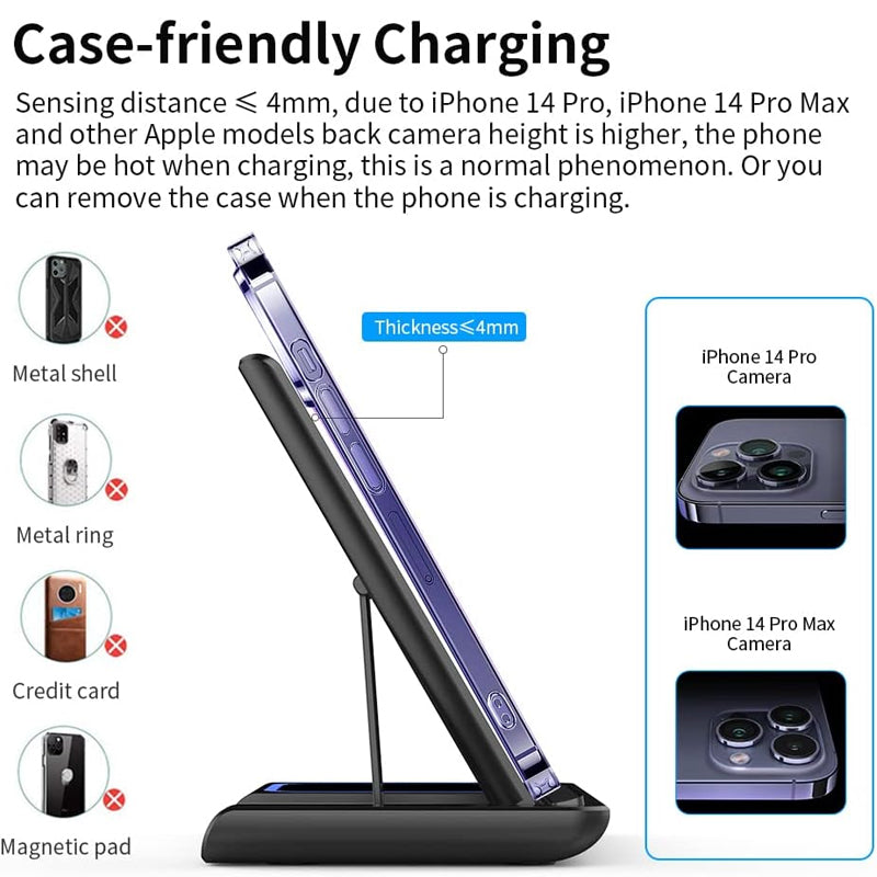 Wireless Charger, 3 in 1 Charging Station for Multiple Devices, Widely Applicable Equipment Wireless Charging Stand for iPhone 8-16 Series,iWatch 2-10 Series/Ultra/SE,AirPods4/3/2/Pro