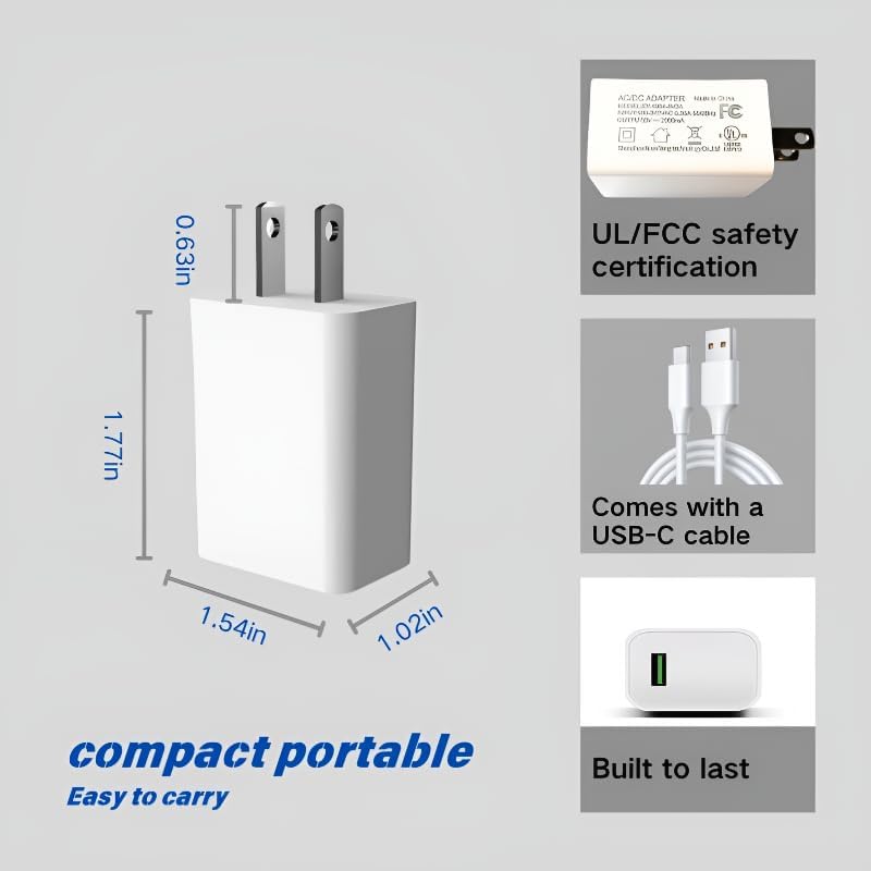 2pack Charger Block Port USB-C Charger 10W Block Wall Adapter USB Charging Cube Brick Compatible for Apple iPhone16/15,iPad,for Android,Tablets,Laptops,AirPods and More