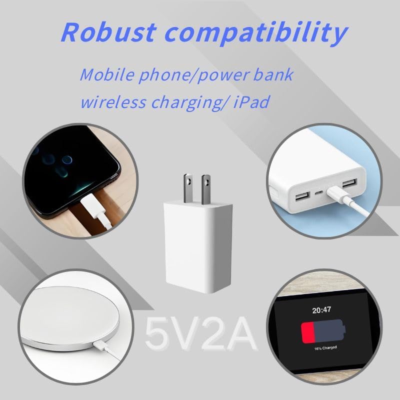 2pack Charger Block Port USB-C Charger 10W Block Wall Adapter USB Charging Cube Brick Compatible for Apple iPhone16/15,iPad,for Android,Tablets,Laptops,AirPods and More